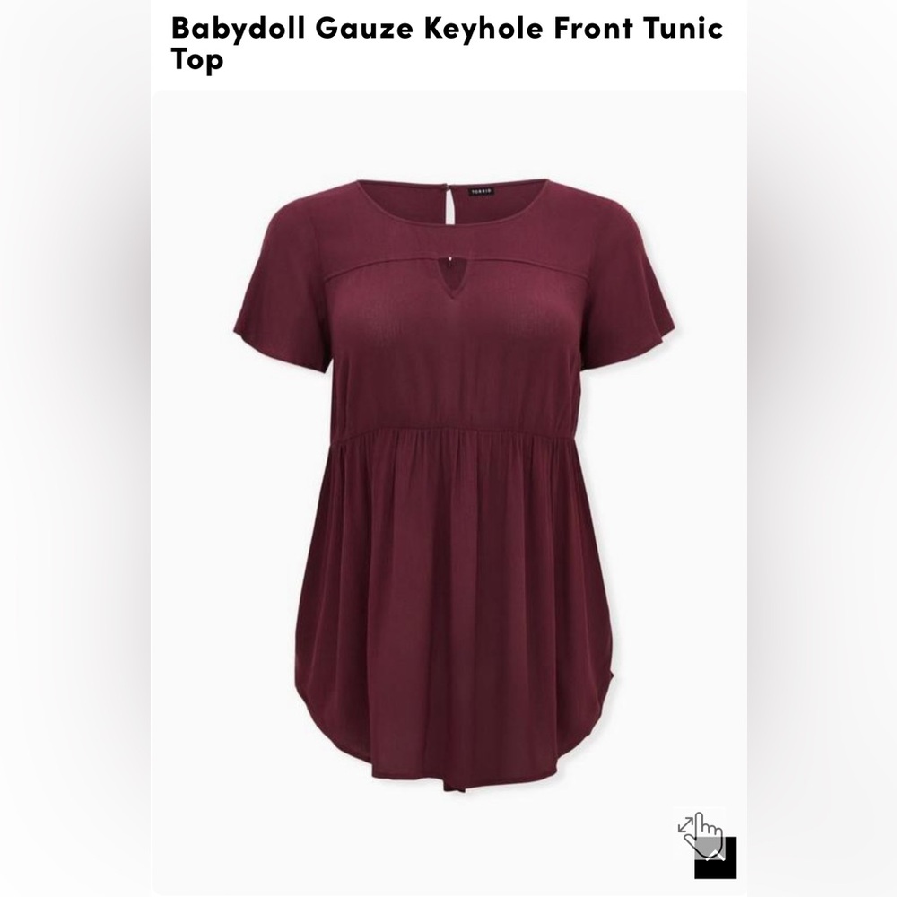 Torrid Babydoll Gauze Keyhole Front Tunic Top